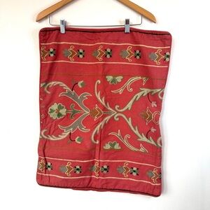 100% Wool Cotton Embroidered Red Pillowcases Vintage Floral